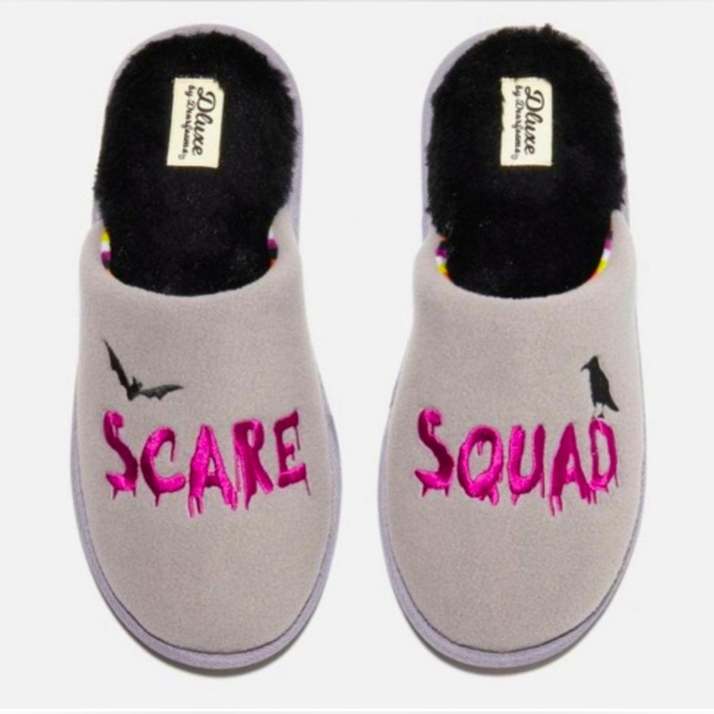 Dluxe By Dearfoams Halloween Scare Squad Bat Slippers - Gray